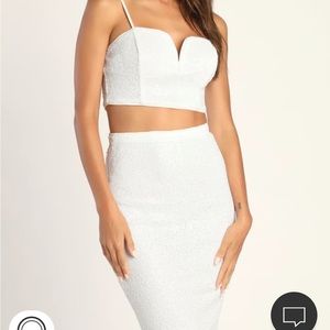 White Sequin Two Piece
